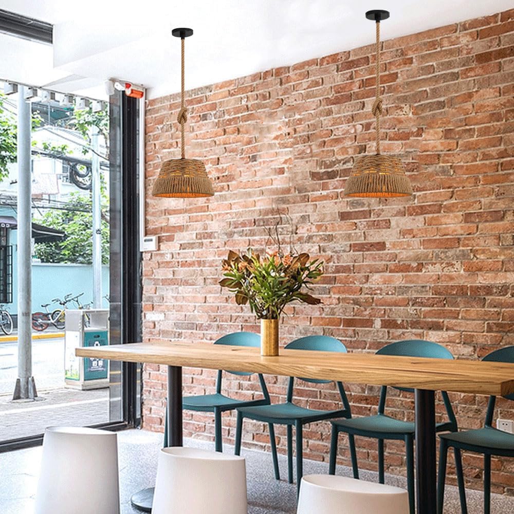 Lampada a sospensione creativa in canapa di ferro a forma di cesto, lampadario in stile industriale nordico, lampada a sospensione a soffitto con base E27, lampade per la decorazione della cuc