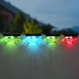 Solar Step Lights Outdoor, 8 Pack RGB Color Changing Christmas Solar Fence Lights, Waterproof Deck Lights for Outside, Step, Fence, Deck, Stair, Pool and Yard
