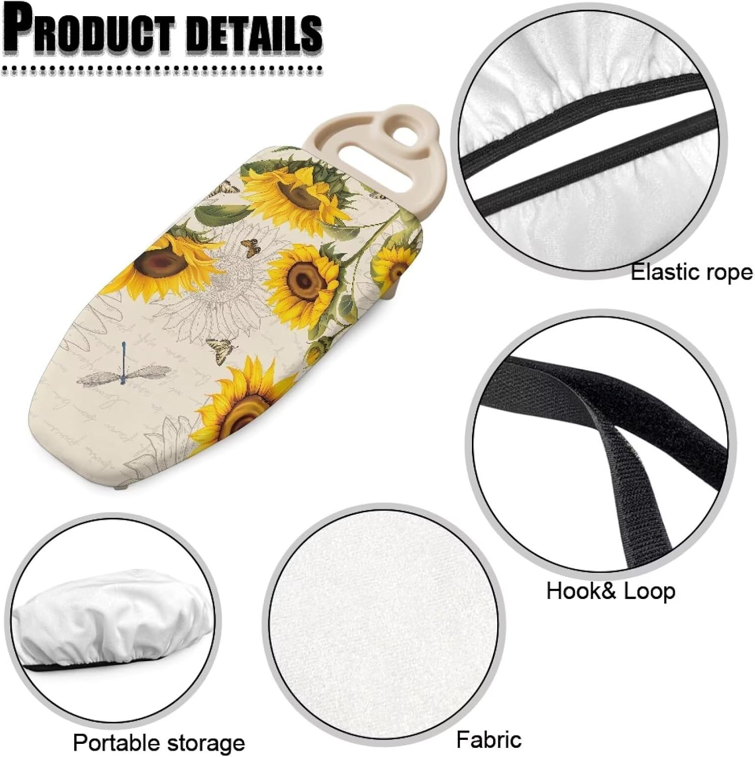 14 x 24 Inch Mini Ironing Board Cover Dragonfly Sunflower Iron Board Cover with Padding Household Essentials (Board not Included)
