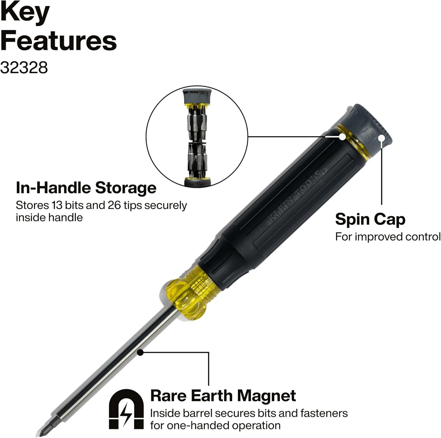 Klein Tools 80209 Precision Multi-Bit Screwdriver Set, 31-Piece, Cushion Grip Handle, Bits for Apple Product Repair, Phillips, Slotted, Hex, and TORX for Electronic Repair