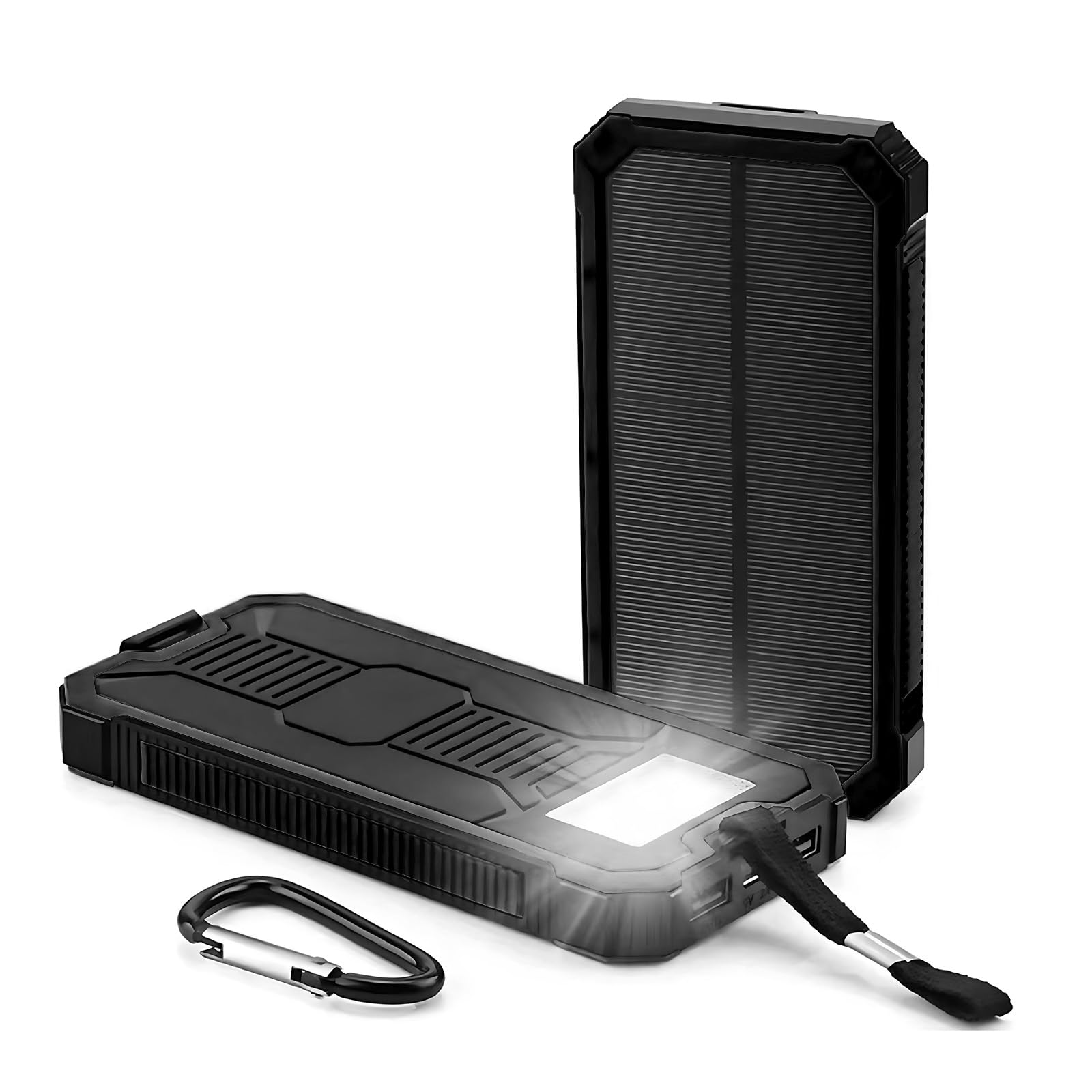 Solar Power Bank 20000mAh,Wasserdichtes Tragbares Powerbank Solarpanel mit 2 USB-Anschlüssen 1 Typ-C Port für Smartphones, Tablets und mehr,LED Licht Solarladegerät