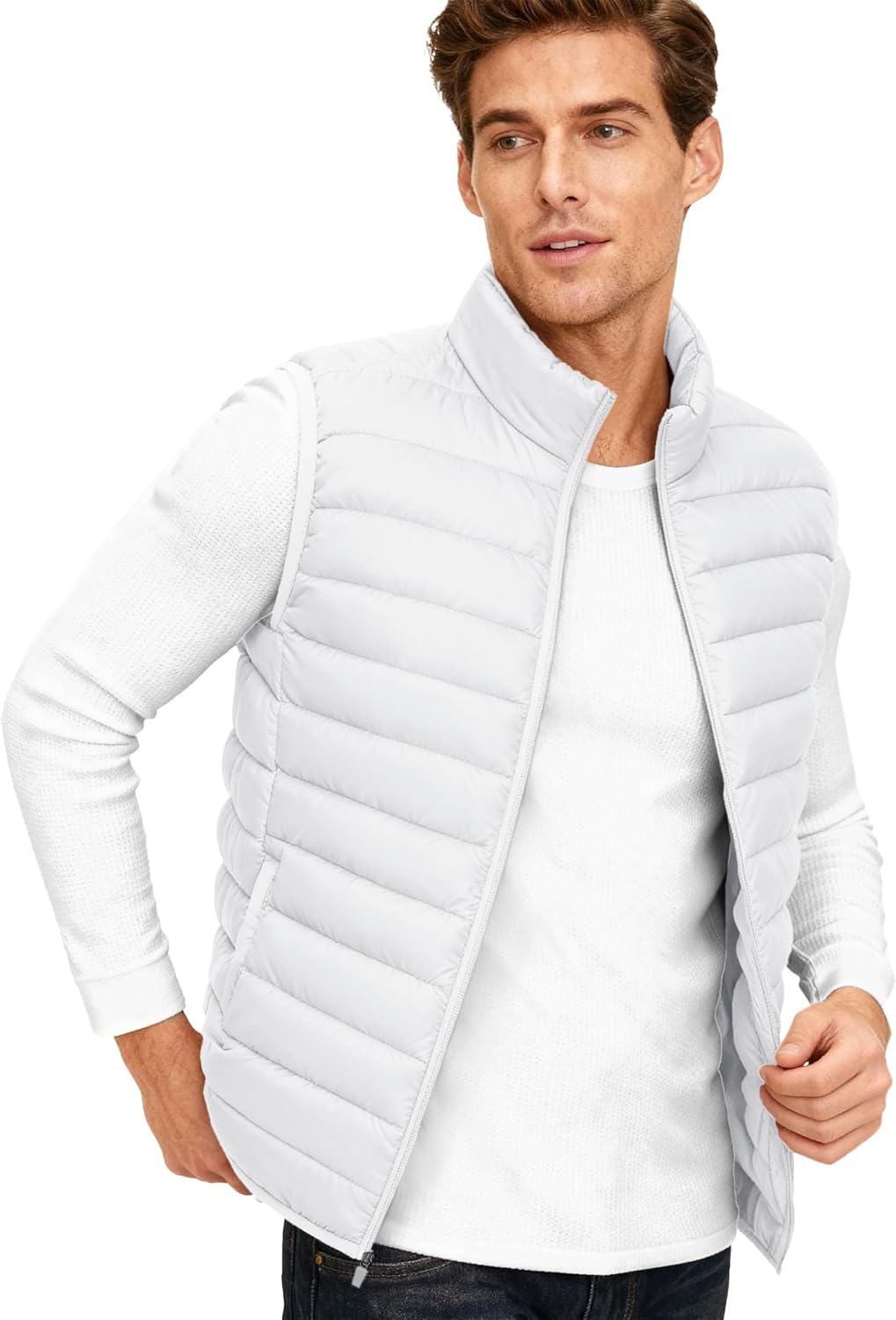 TACVASEN Men's Lightweight Packable Puffer Vest Outerwear Winter Water Resistant Sleeveless Jacket for Outdoor Golf Work - Image 2