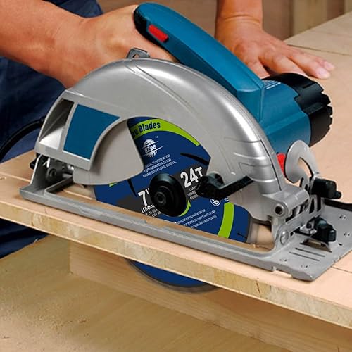 Miniatura 9 de 7-14 pulgadas, 24 dientes con hojas de sierra circular de eje de 58 pulgadas, corte fino de 0.06 pulgadas, punta de carburo de tungsteno (TCT),