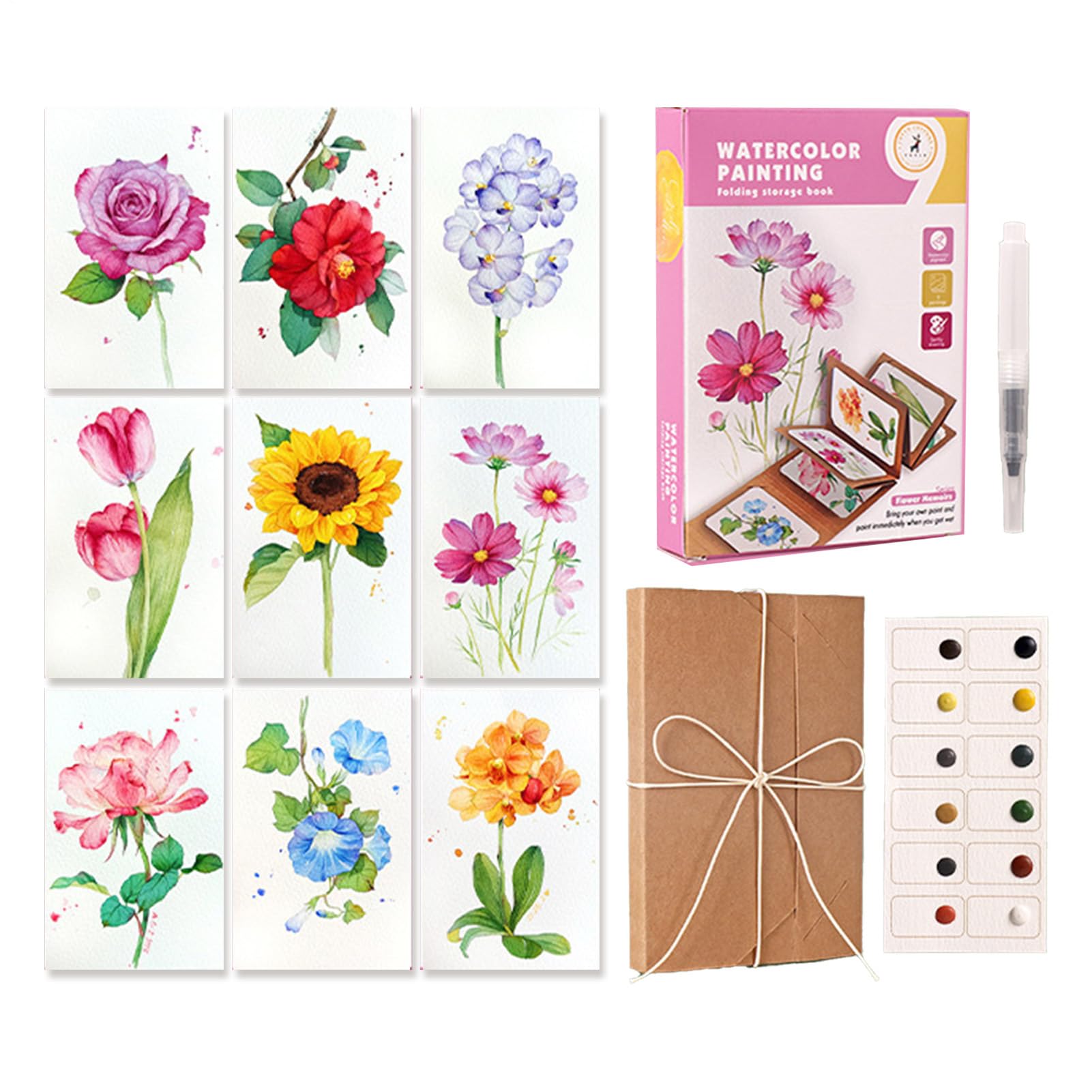 Juego de viaje de acuarela multiusos para pintar en familia y talleres de escritorio en casa