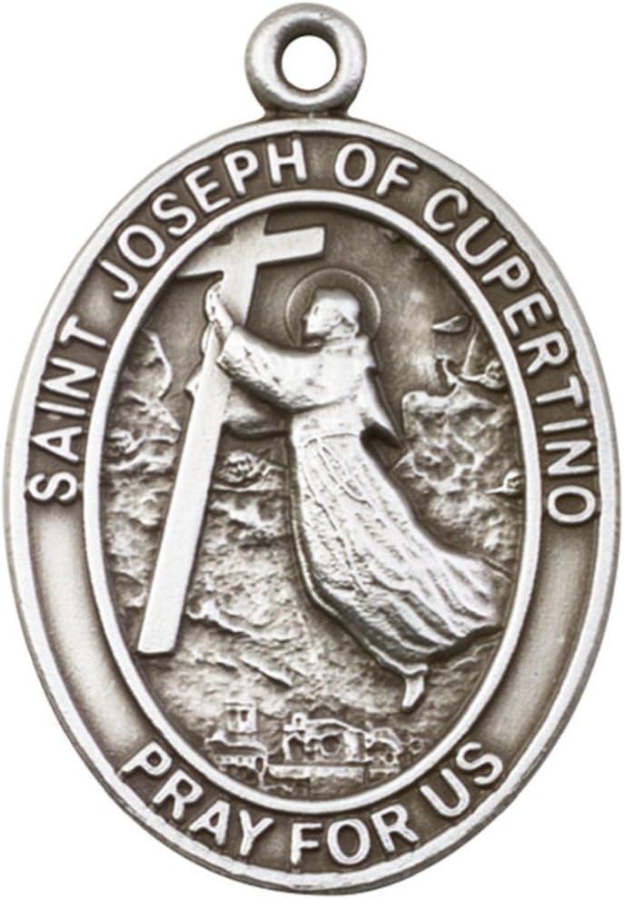 Bonyak Jewelry Antique Silver-Plated St. Joseph of Cupertino Keychain 1 7/8 x 1 1/4 inches