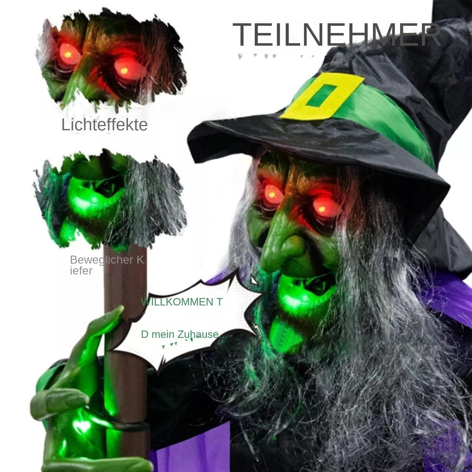 Hexenbesen Mit Bewegungsmelder - 110 Cm Schwebende Halloween-Deko Mit Gruselgeräuschen