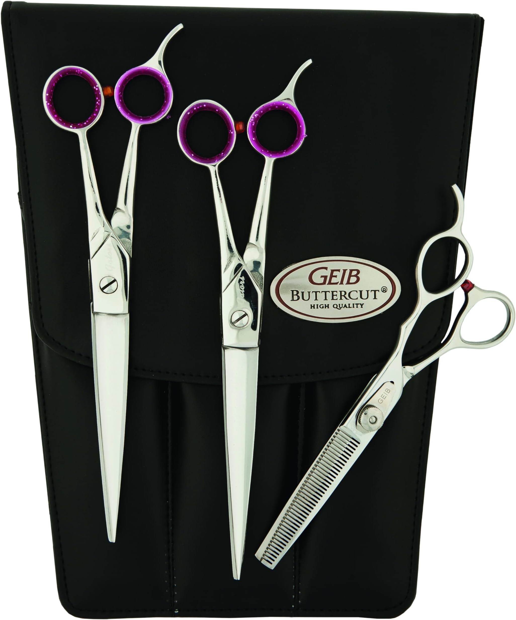 Buttercut Dog Grooming Scissors, Stainless Steel Professional Dog Grooming Kit - Curved, Straight and Thinning Shears, 3 in 1 pet grooming kit