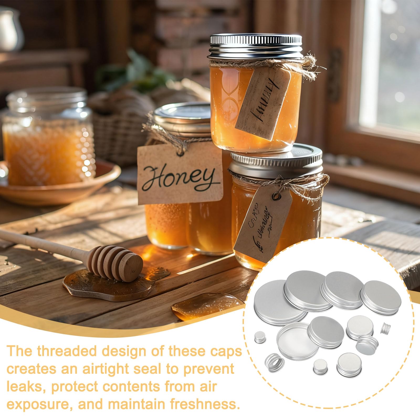 PATIKIL 38mm Metallische Runde Schraubdeckel 36 Stück Aluminium Mason Jar Deckel Schraubverschlüsse Für Labor Haushalt Aufbewahrungsgläser Gallonenkannen Glas Snackbehälter Silberfarben