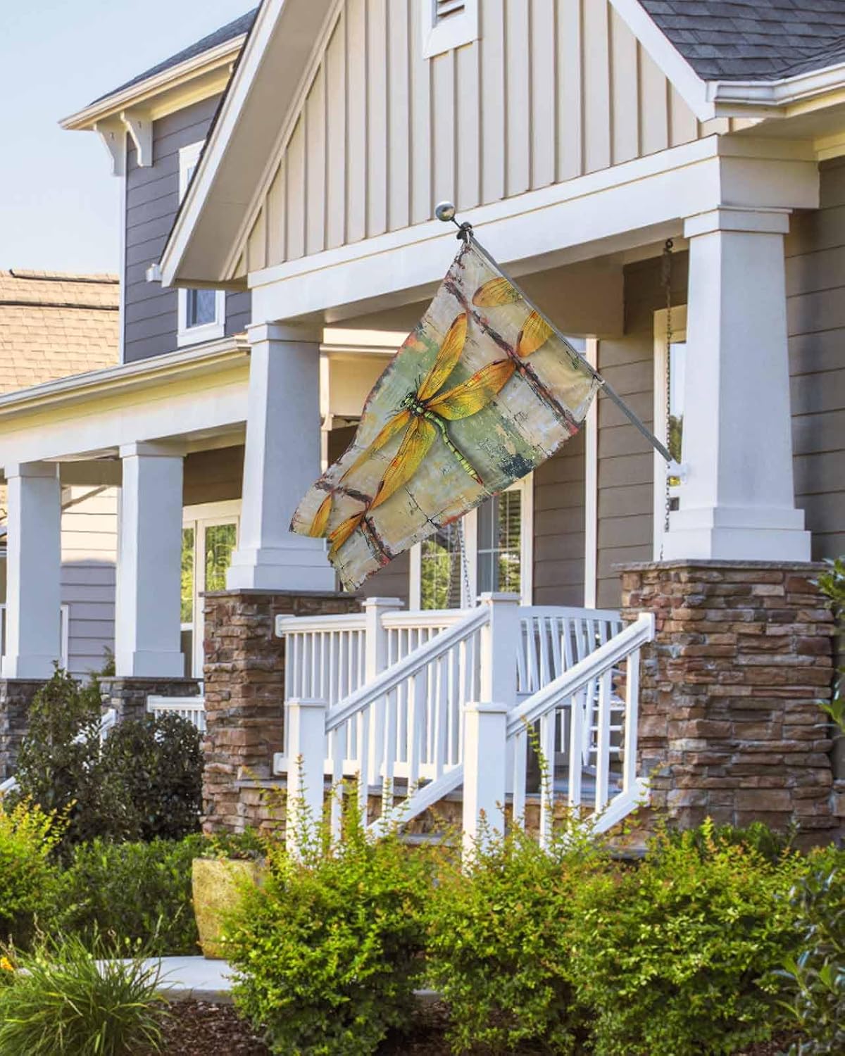 Country Dragonfly Flag 4x6 Ft Outdoor Double Sided Retro Oil Painting Wooden Grain Flags for Outside Waterproof Garden Flag Seasonal Grommets Banner Flags for House Porch Yard Home Decorations