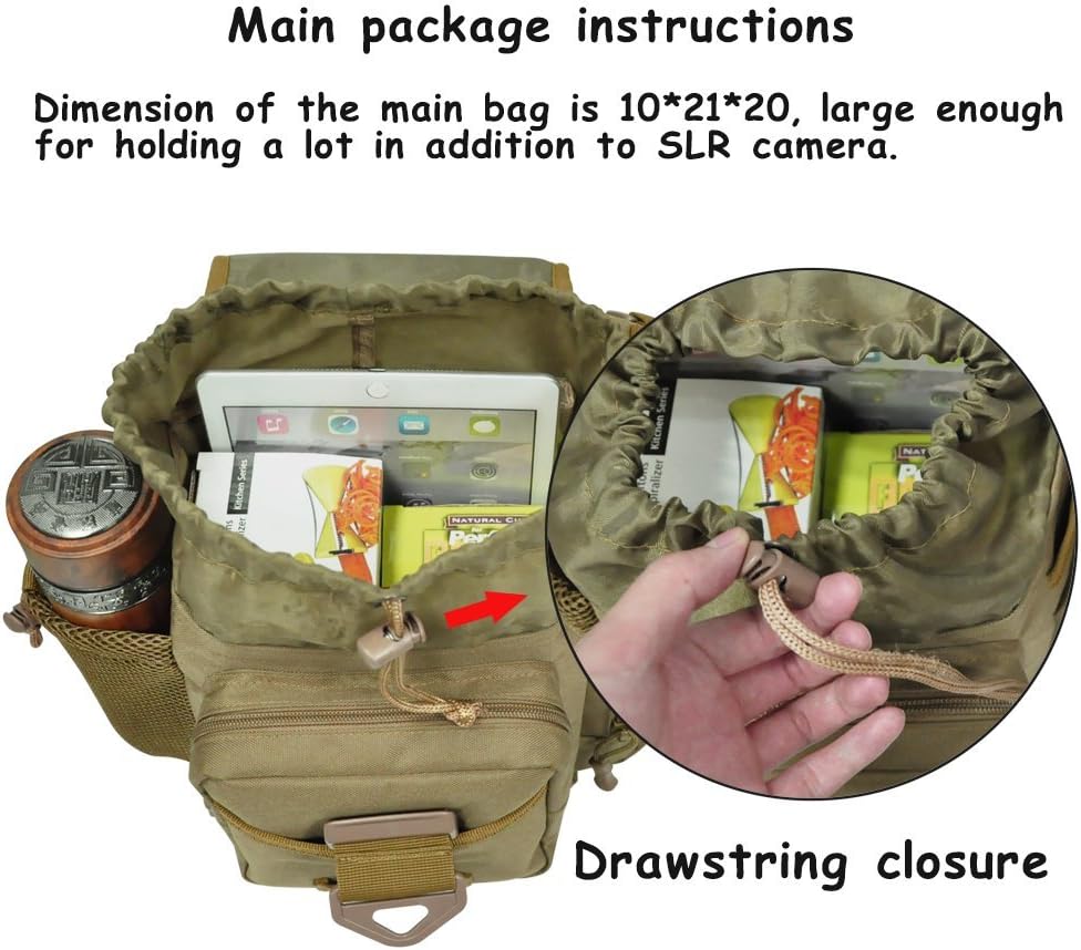Camera Bag, Qcute Tactical Bag, Shoulder Messenger Bag, Waterproof Multifunctional Sling Bag with Liner, Fit for Hiking, Outdoor Sports, Daily Service and Military Affairs