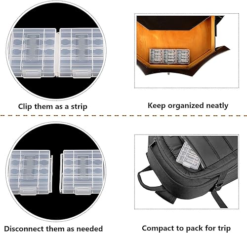 Miniatura 3 de HOMEFUNTIME Estuche para batería AAAAA, contenedor compacto y portátil, organizador de plástico aislante, estuche protector de batería transparente