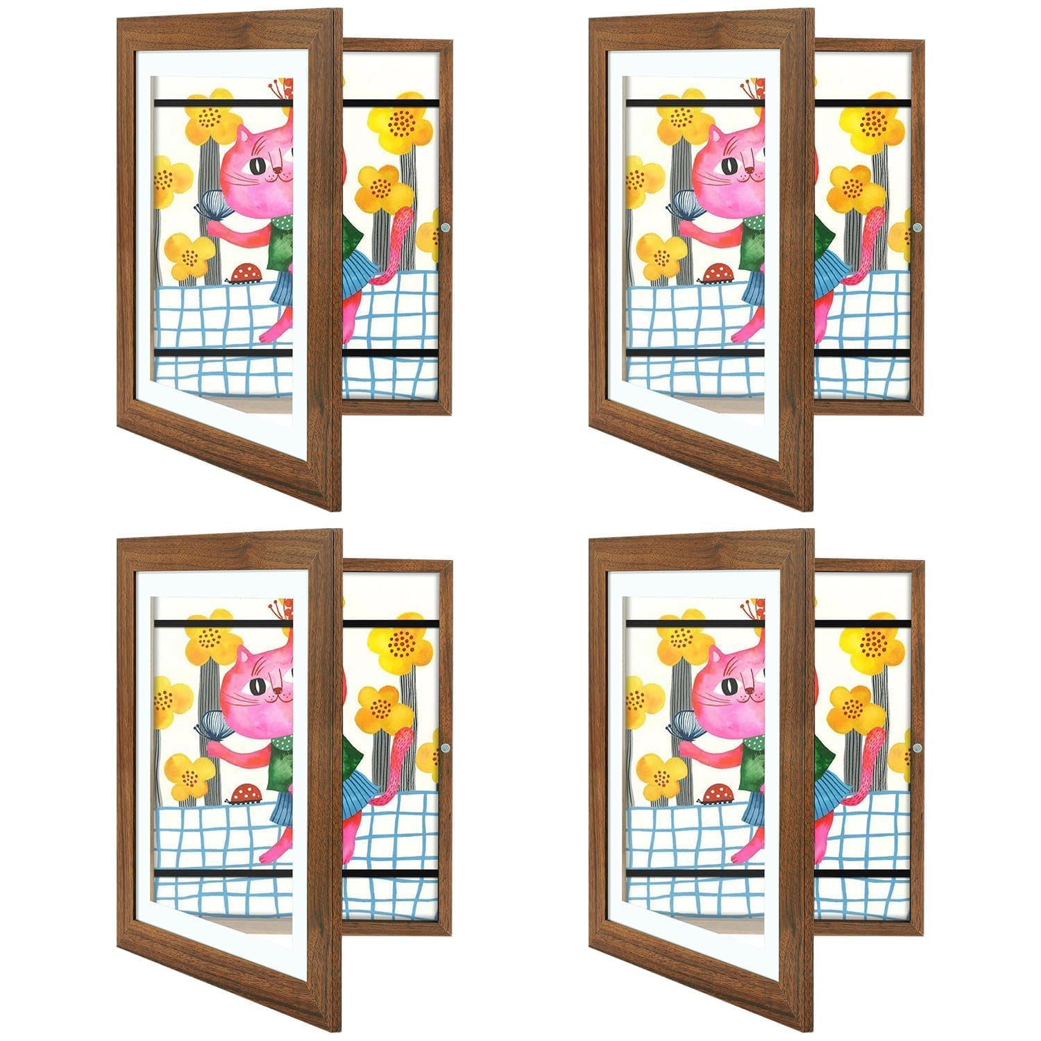4 Pack 10x12.5 Front-Opening Kids Artwork Frames Changeable (Ecru)