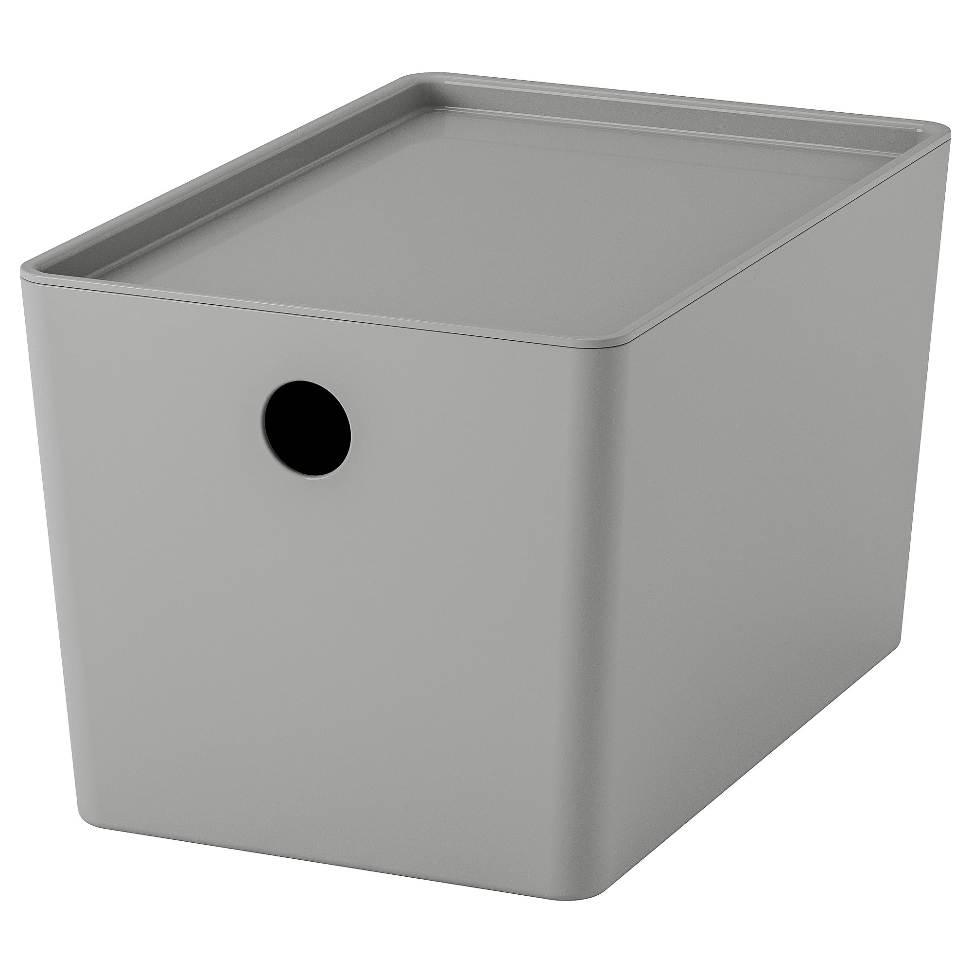 Boîte de rangement KUGGIS gris clair petit modèle avec couvercle amovible