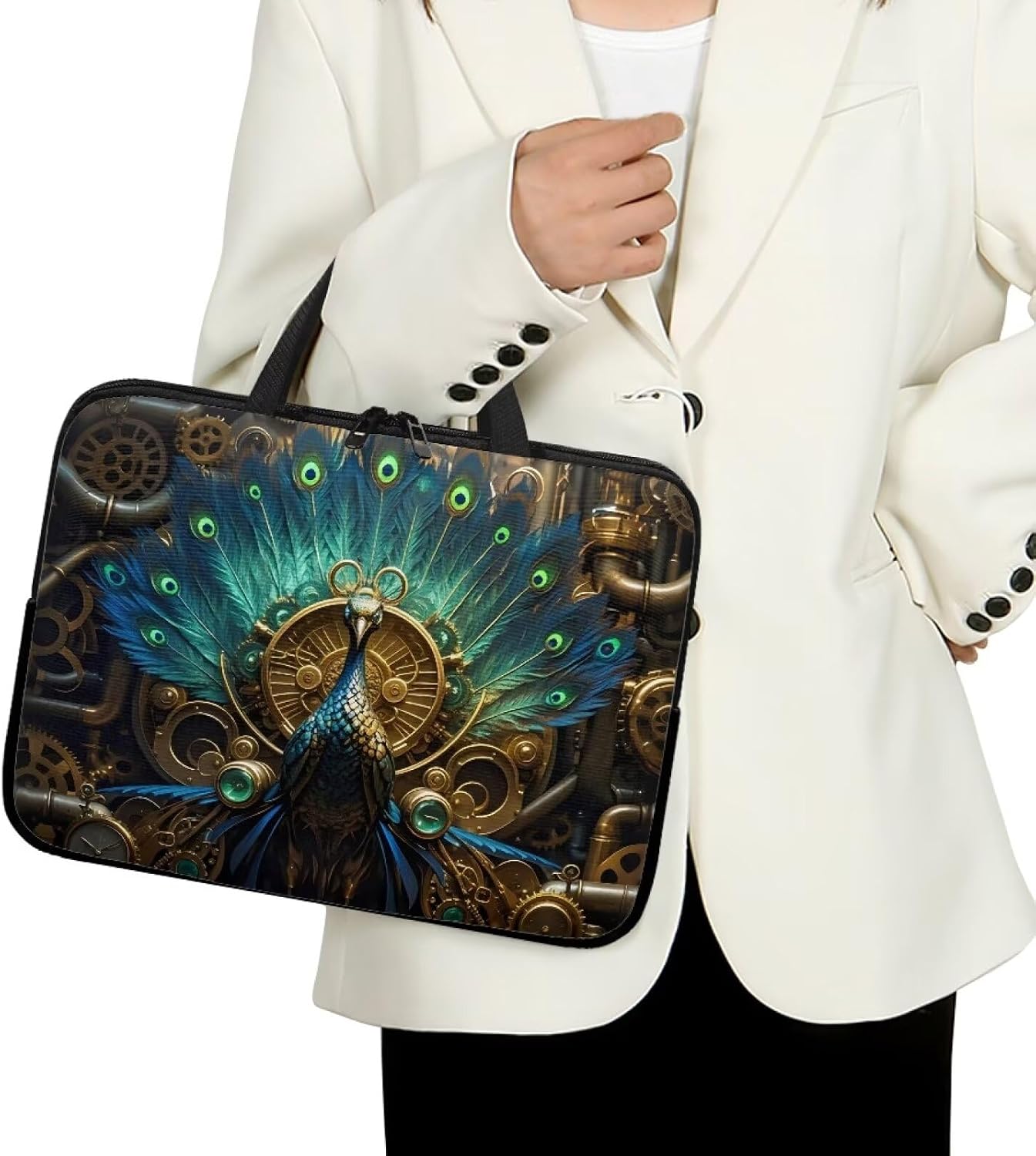 Steampunk Animal Laptop Bag for Women, Gears Pipes Mechanical 10-17 Inch Laptop Case Sleeve Handbag Briefcase