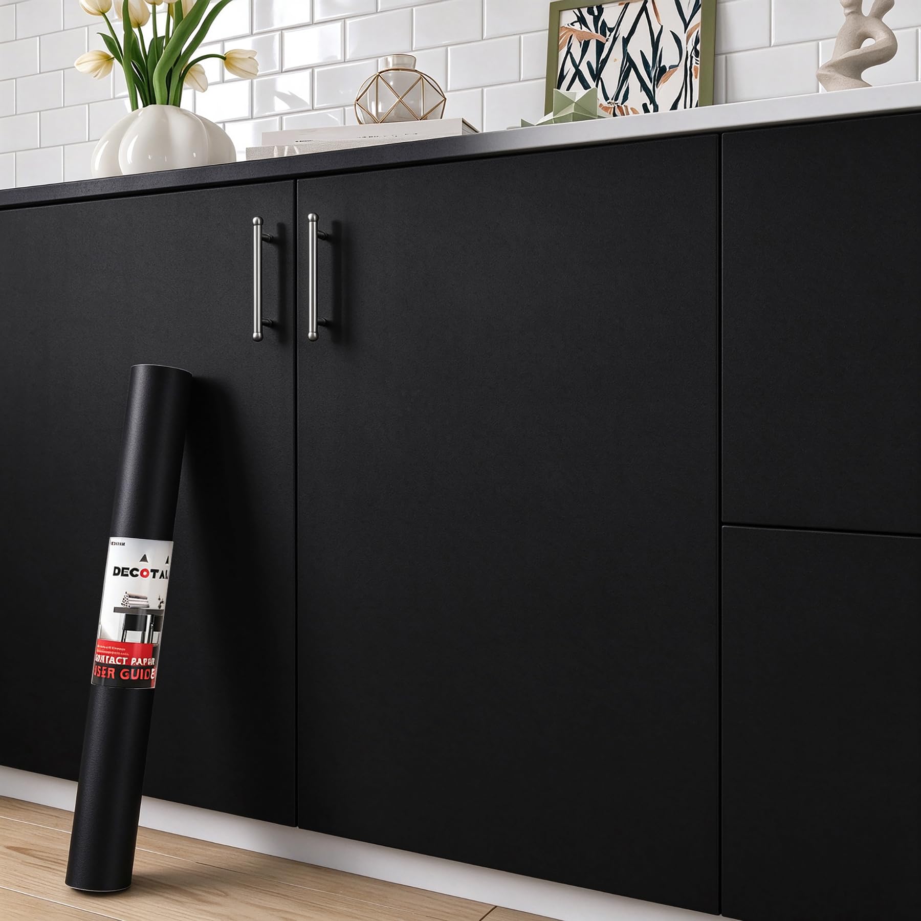 Decotalk 40 X 300cm Self Adhesive Wallpaper Roll Peel and Stick Black Wallpaper for Living Room — image 1