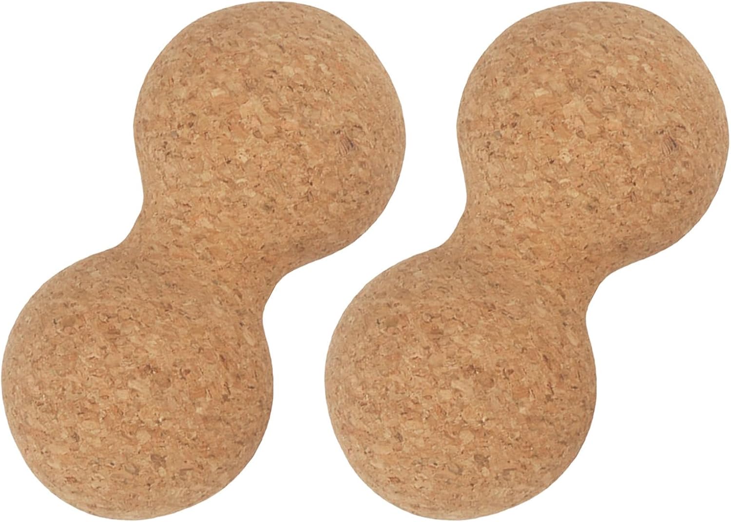 2pcs Cork Peanut Massage Balls for Deep Tissue Myofascial Release, Solid Non-Shedding Wood Therapy Tools for Back, Neck, and Foot Muscle and Relaxation