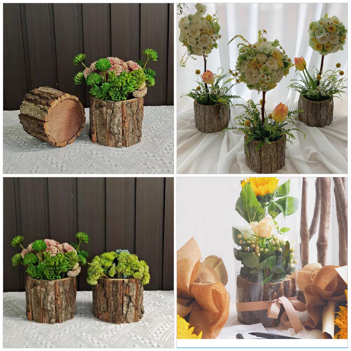 Holzeimer 2 Stück im Rustikalen Stil für Blumenarrangements