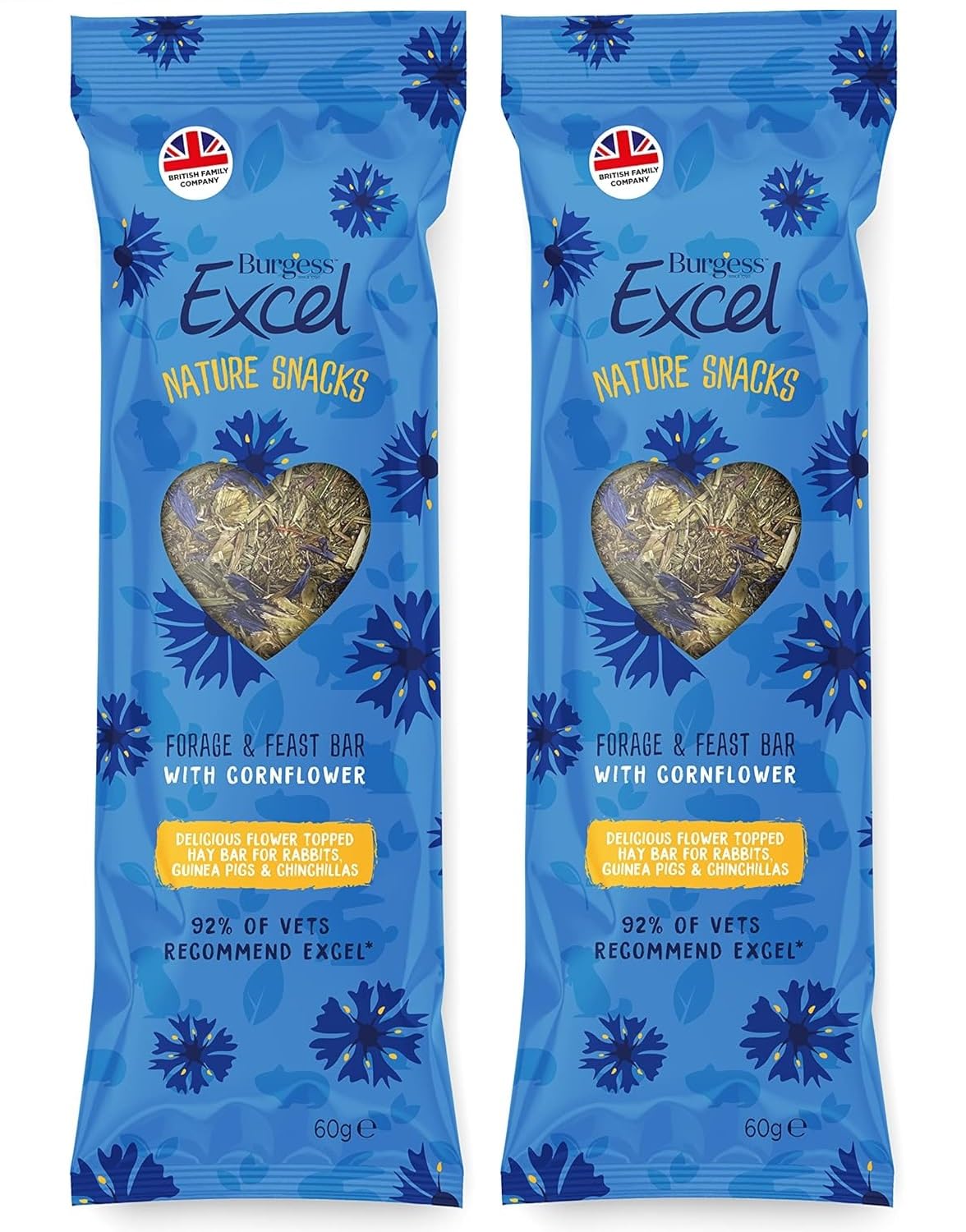 2x 60g Excel Burgess Forage and Feast Hay Bar with Cornflower for Rabbits, Guinea Pigs, and Chinchillas – Bundled by GetInStyle Shop