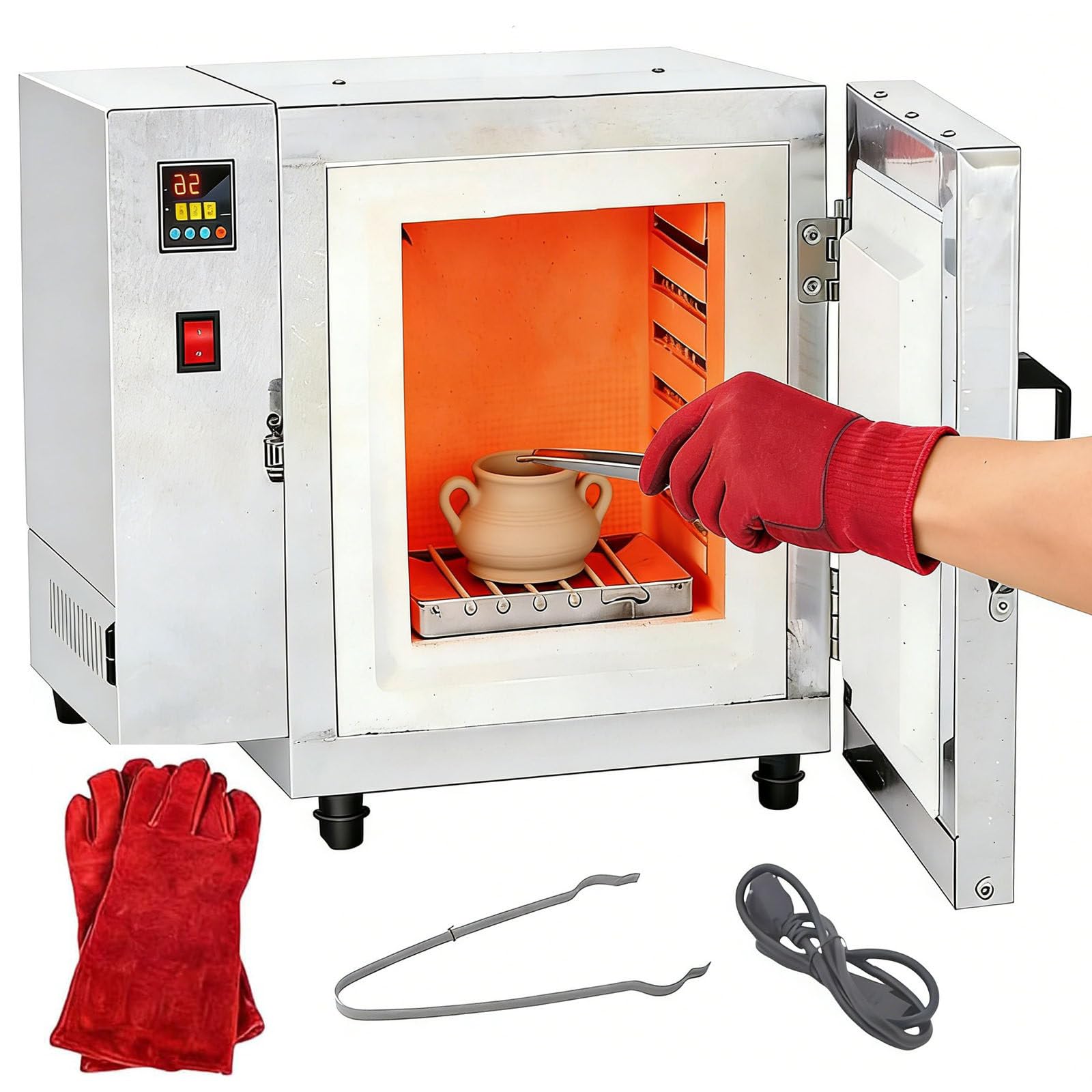 Forno elettrico, forno per fusione di metalli, forno a quattro lati, forno elettrico da 1500 W, con intervallo di temperatura 0-800 ℃, per fusione di alluminio oro argento, ceramica fai da te