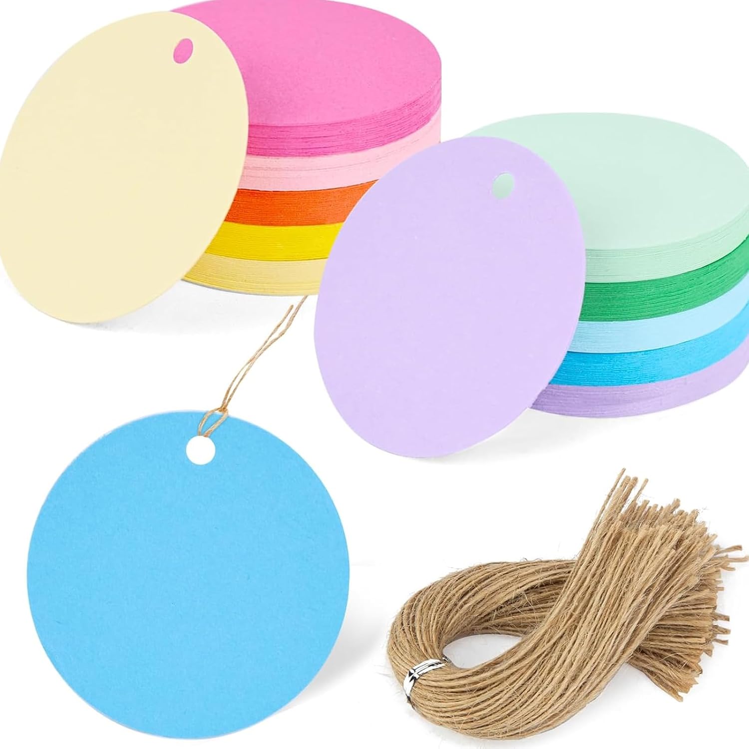 SallyFashion 200PCS Colorful Round Gift Tags with String, 10 Colors
