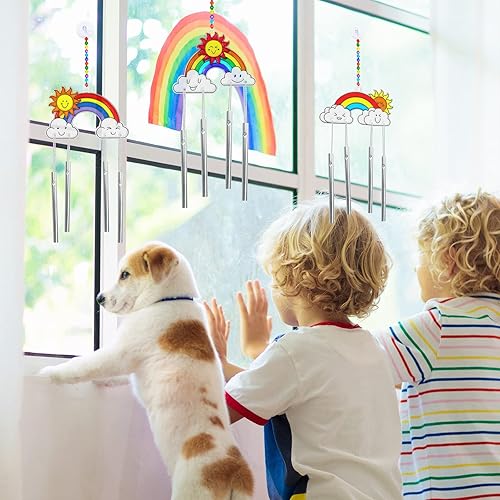 Miniatura 4 de Winlyn 24 juegos de adornos de atrapasoles de arco iris, decoración de pintura de ventana, arte de atrapasoles, kits de manualidades colgantes de