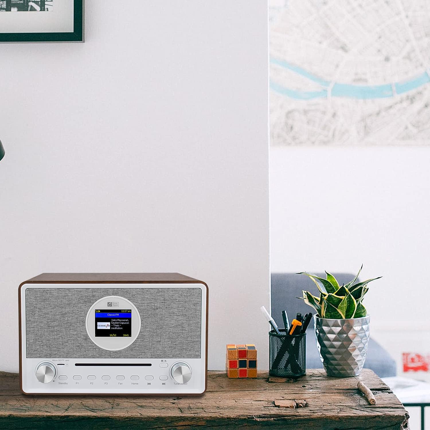 Ocean Digital WR-880N Internet Radio Dimmable 2.8” Color Display Wireless Wi-Fi & Bluetooth CD UPnP DLNA Player Programmable Sleep Timer & Alarm Clock (Black) : Electronics