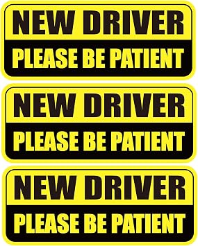 New Driver Car Magnet for Car, 3 Pcs Magnetic Learner Driver Sign for Car | 3 Pcs Magnetic learner Driver Sign for Car, 10 x4 in Be Patient New driver Magnet Reflective & Waterproof Yellow/Black