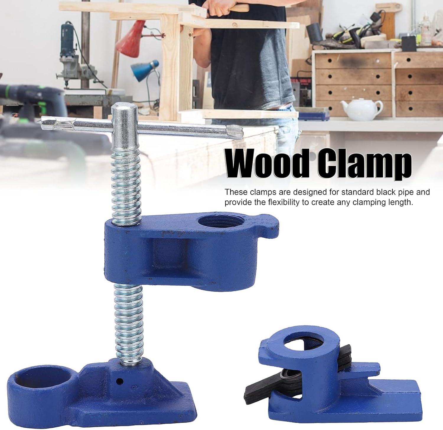 Wood Gluing Pipe Clamp, Malleable Steel Woodworking Vise, Clutch Clamp Set, Quick Release Pipe Clamp, Pipe Clamping Tool for Woodworking