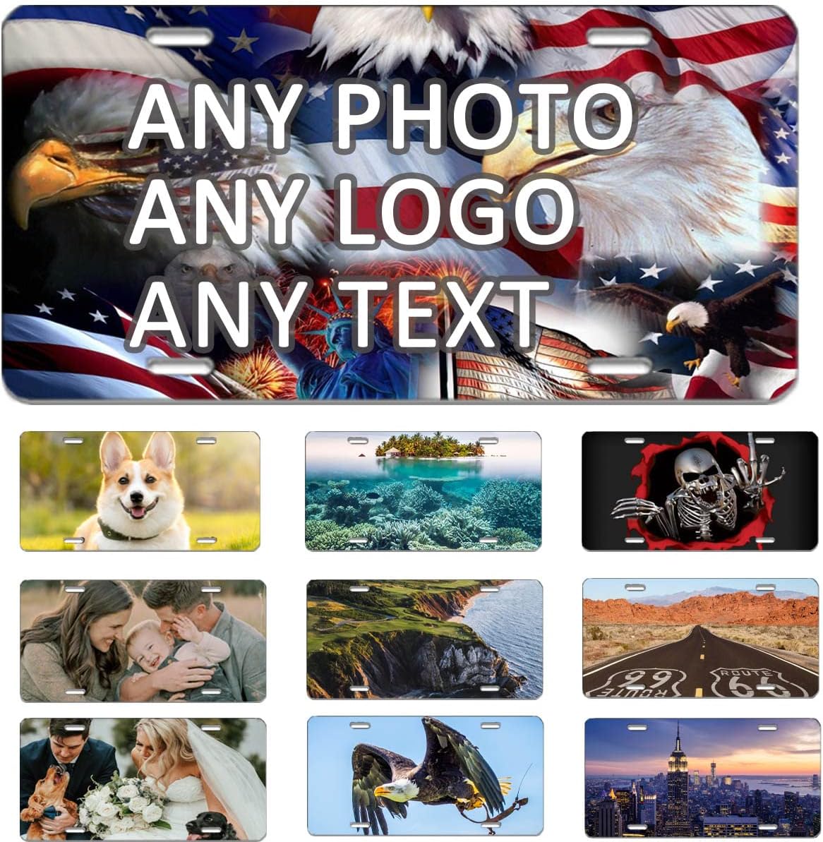 Custom License Plate for Front of Car, Personalized Number Plate Customized Your Text Image Photo Logo, Suitable for Door Plate Bar Cafe Car Decor Tags (6X12 Inch)