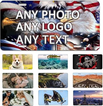 Custom License Plate for Front of Car, Personalized Number Plate Customized Your Text Image Photo Logo, Suitable for Door Plate Bar Cafe Car Decor Tags 6X12 Inch
