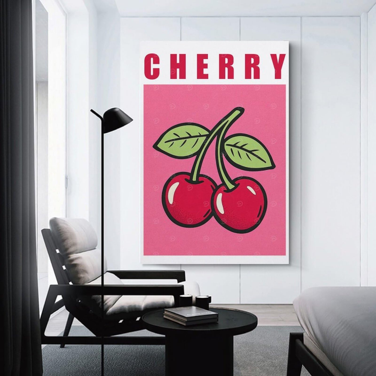 Junmoney Canvas Art Print Cherry Retro Art Print, 24x36inch(60x90cm), for Office, Study Or Home Workspace, Wall Art That Adds Style to Work Areas