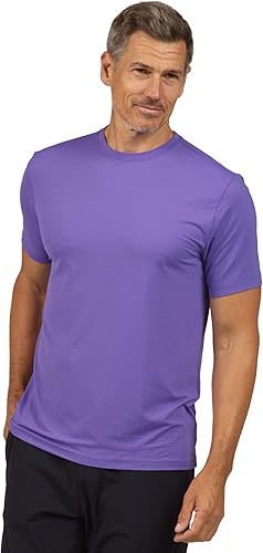 IBKUL Camiseta de manga corta con cuello redondo y protección solar UPF 50+ Icefil Cooling Tech 92199 para hombre, Color ciruela. Impresión sólido.
