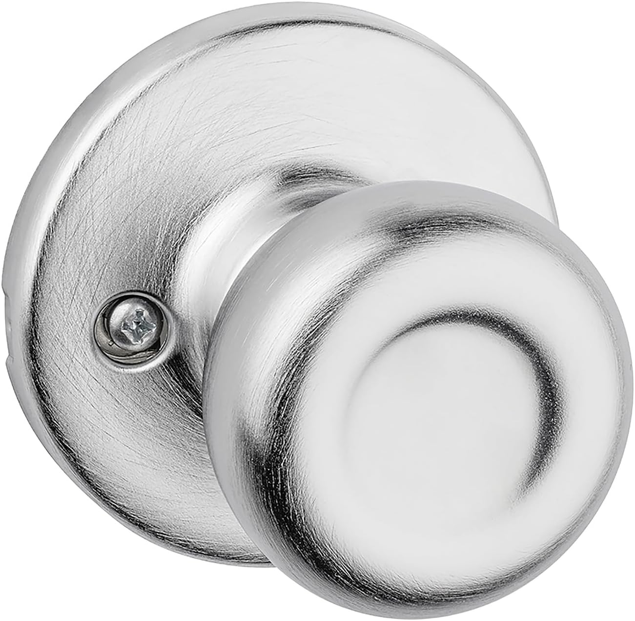Kwikset Tylo Dummy Door Knob, Single Sided Handle for Closets, French Double Doors, and Pantry, Satin Chrome Non-Turning Interior Push/Pull Door Knob