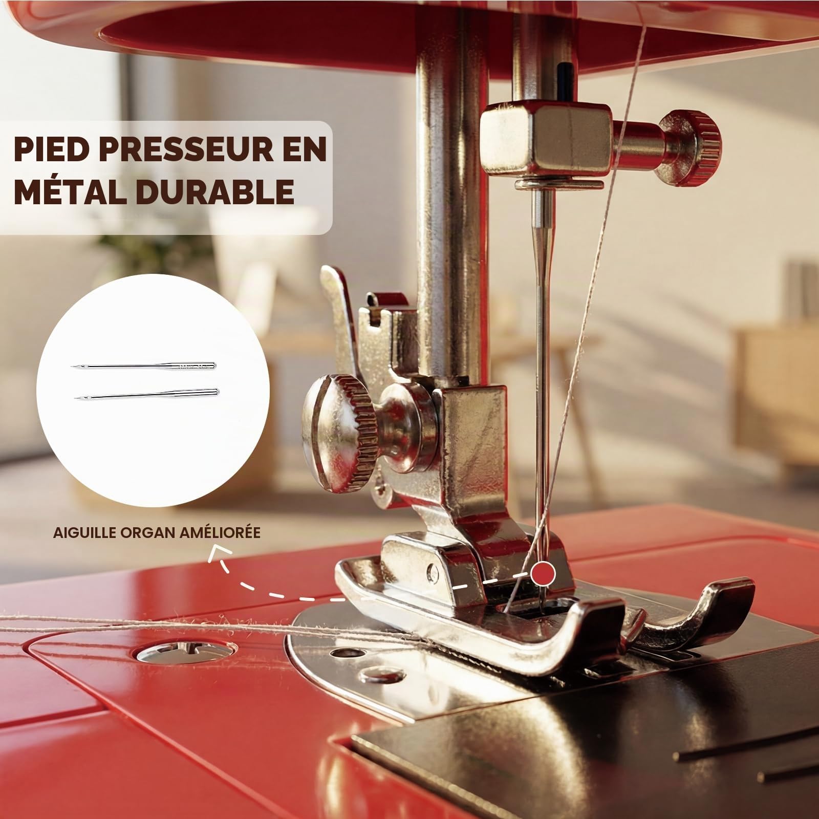 520Plus Machine à Coudre électrique pour Débutants avec 16 Points, Double Aiguille, Couture en Marche Arrière, Pédale, Portable Couture pour Bricolage à Domicile et Réparation de Tissus