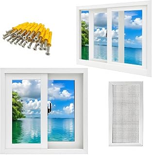 Basement Replacement Window, Black/White Aluminum Sliding Windows with Screen Tempered Glass, Thermal Insulation Sound(White,40x15in)