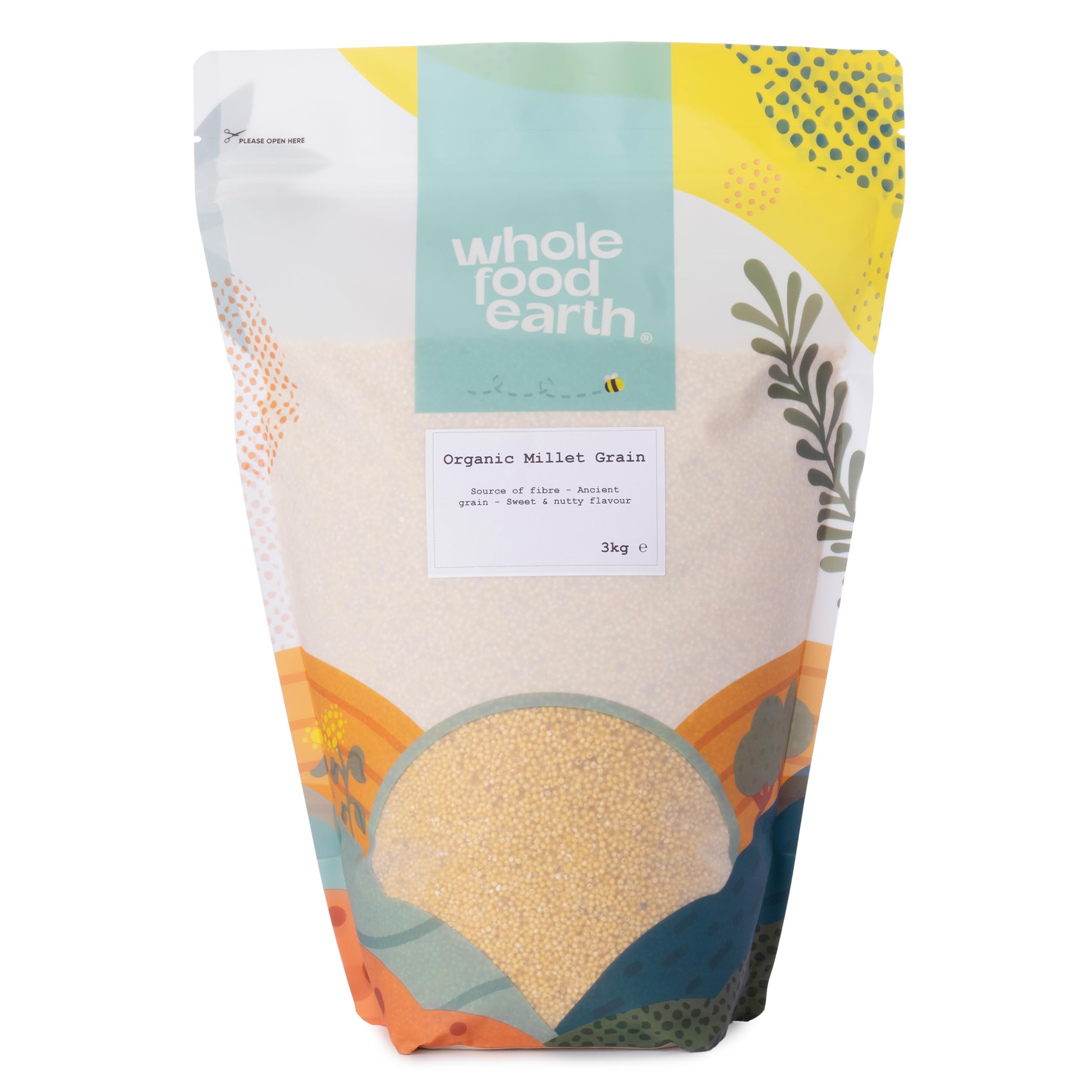 Wholefood Earth Organic Millet Grain – 3 kg | GMO Free | Vegan | High Fibre | Certified Organic