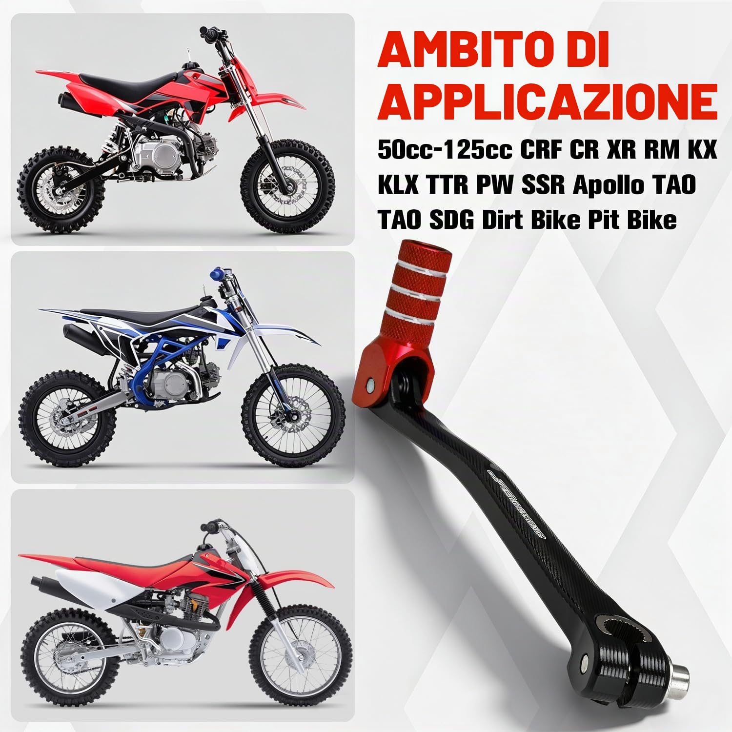 JFG RACING Leva Cambio Moto,Leva del Cambio Pieghevole in Alluminio CNC per Dirt Pit Bike 50cc-125cc XR50 CRF50 XR70 CRF70 XR110 CRF110-Rosso
