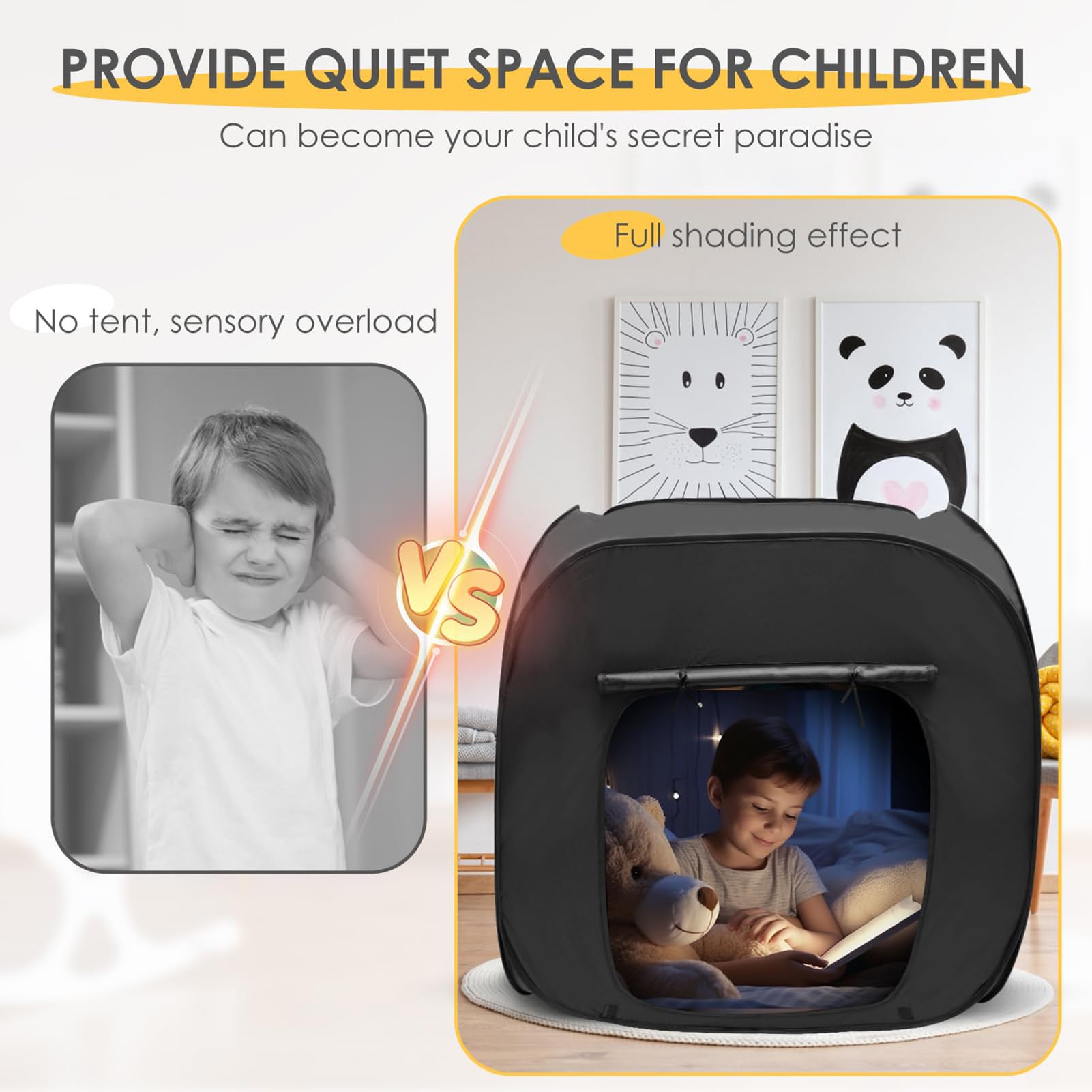 - Tienda sensorial, sensorial para que puedan jugar y relajarse. | Escondite sensorial plegable con puerta, estor enrollador con revestimiento plateado, mejora la