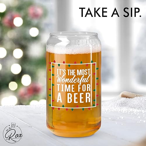 Miniatura 4 de El momento más maravilloso para una cerveza: rojo, verde y blanco, vaso de 16 onzas, ideal para hombres y mujeres, vaso divertido (más maravilloso)