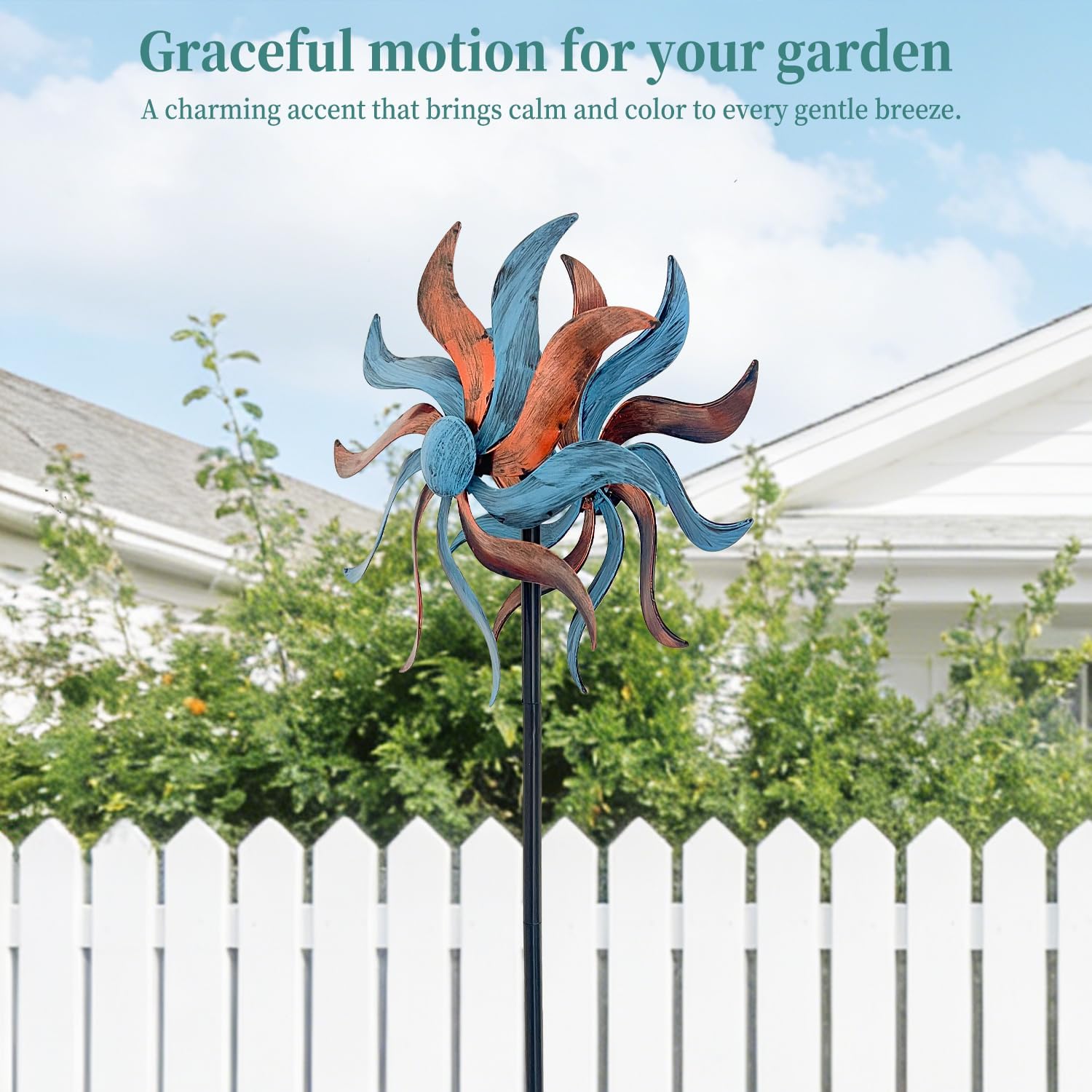 Copper & Teal Willow 360° Metal Wind Spinners Outdoor, 53" H image 4