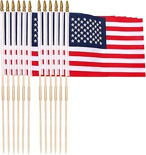 12 Pack 12x18 Inch American Flags for Outside, US Flags with Kid-Safe Spear Top ,American Flags on Stick, Patriotic Decorations,Perfect for Flag Day, Memorial Day, Independence Day Patriotic Holiday Yard Garden Flags