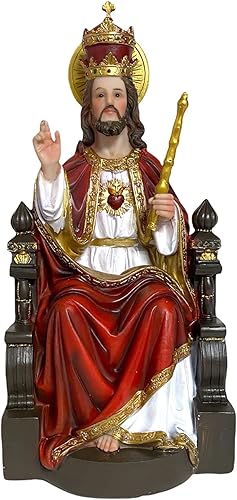Gigi's Classy Kids Figura de estatua de Cristo Rey en el Trono de 12 pulgadas Imagen Cristo Rey en El Trono Estatua Regalo Religioso Arte