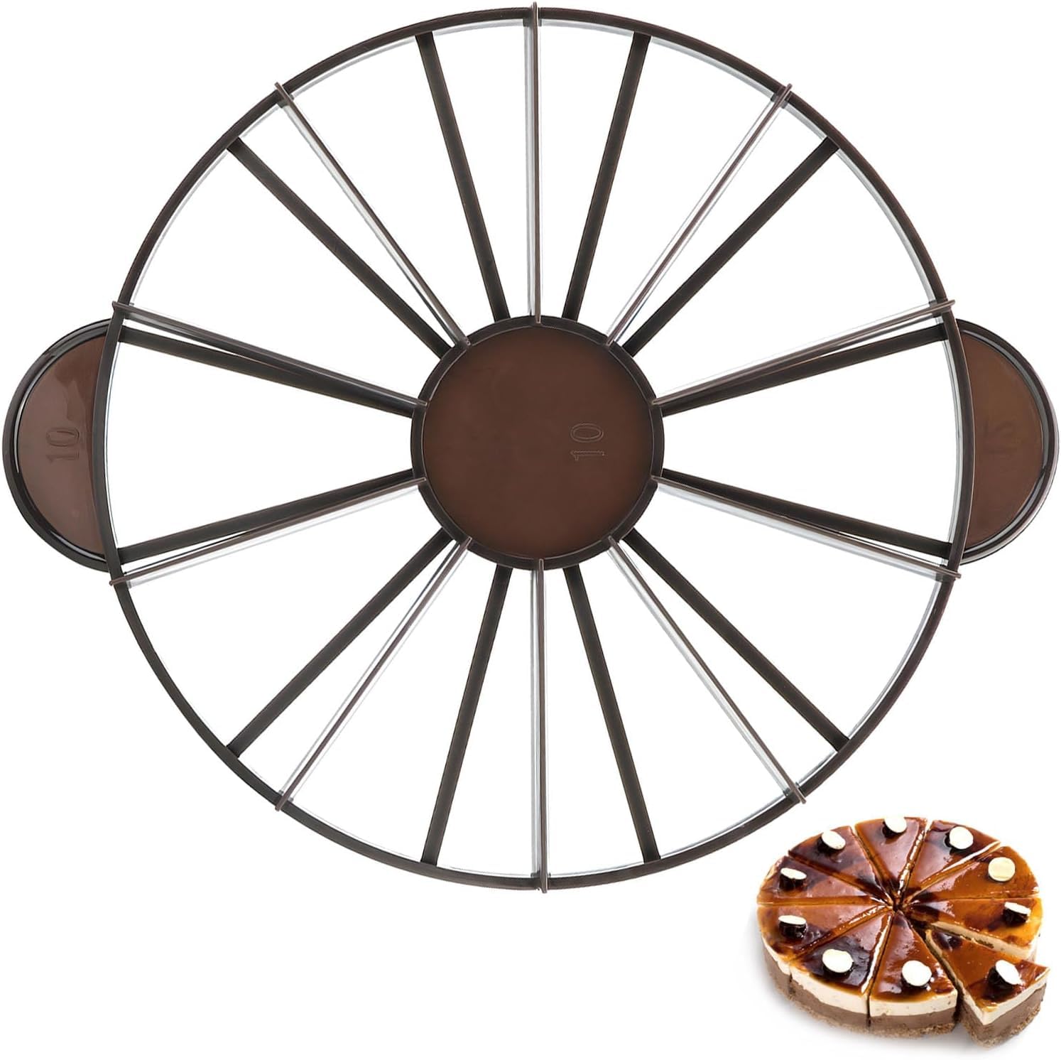 Cake Portion Marker,10 or 12 Piece Round Double Sided Cake Divider,Cheesecake Cutter Slicer Pie Slicer Marker with Handle for Pastry Baking,10 inch-image-3