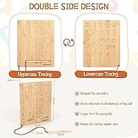 Vista 3 de Asweets Montessori - Tabla de trazado del alfabeto de madera, tablero de práctica de letras de madera, tableros de doble cara para niños pequeños