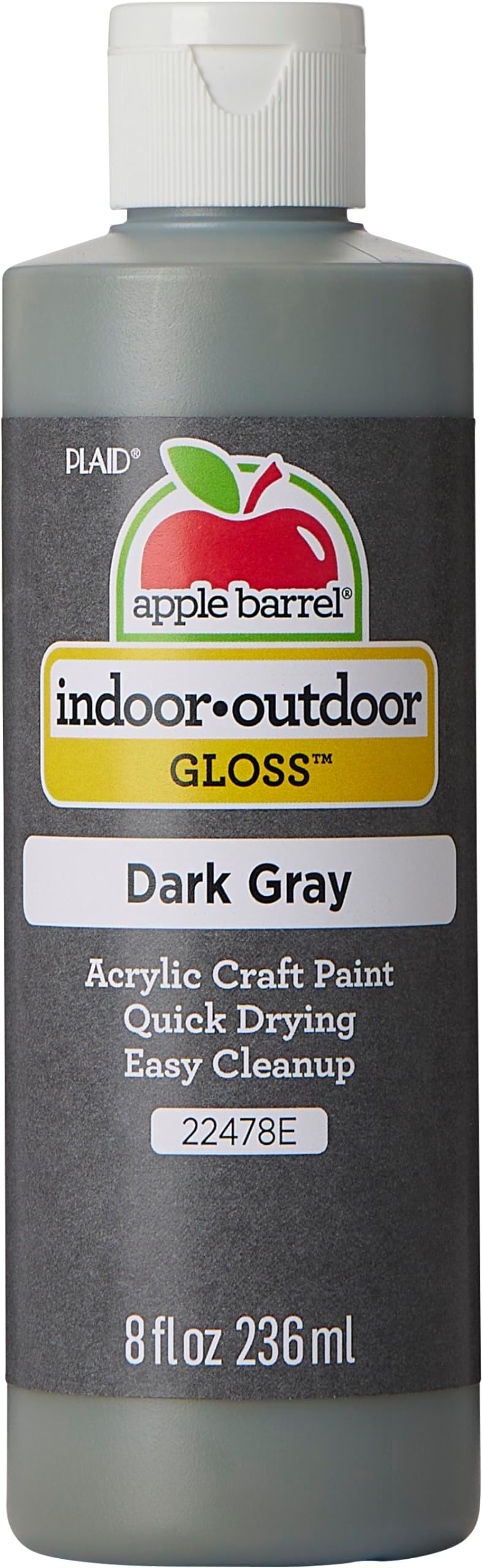 Apple Barrel Gloss Acrylic Paint, 8 oz, Dark Gray