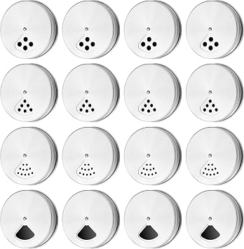 12 Pack Adjustable Spice Shaker Lids for Regular Mouth Mason Jars Stainless Steel Mason Jar Seasonings Dispenser Lids with Shaker and Pour Options for Salt Sugar Flour Seasonings 2.76 Inch