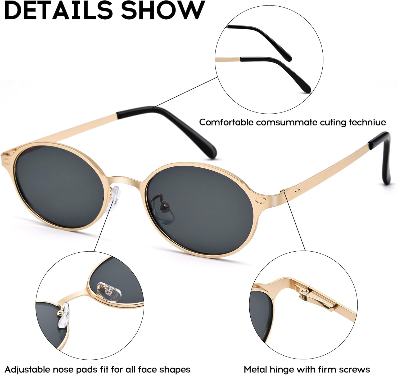 Retro Small Round Sunglasses for Women Men - Classic Circle Metal Hippie Sun Glasses - Image 5