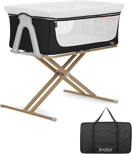 Evolur Orabelle Moisés de noche para bebé, ligero y portátil, cinco posiciones de altura ajustable, fácil de plegar y transportar moisés de viaje