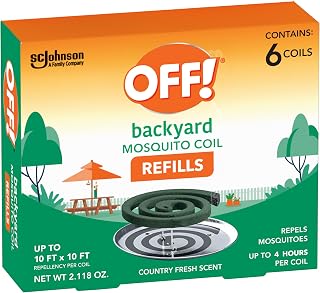 OFF! Backyard Mosquito Repellent Coil Refills, 6 Count - Country Fresh Scent for Patios, Porches, Up to 4 Hours Protection