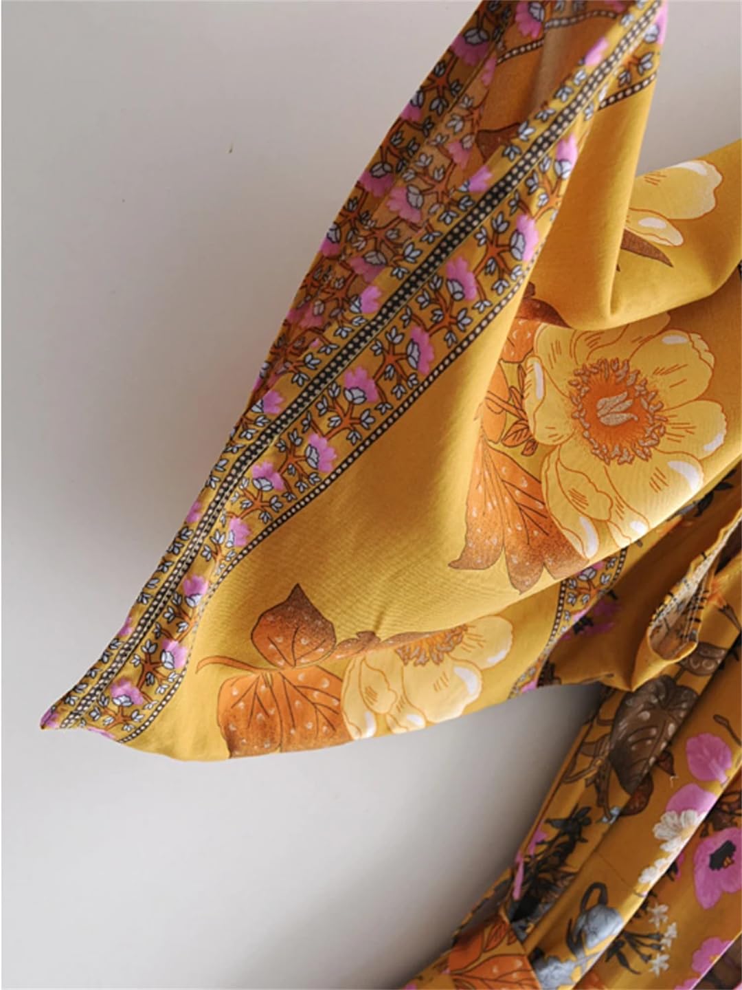 Disimlarl Kimono da donna con stampa floreale, maniche a pipistrello, stile bohémien, scollo a V, fascia per bikini